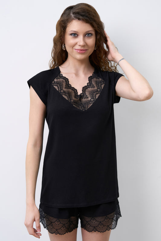 Womens bamboo T-shirt shorts set 02103