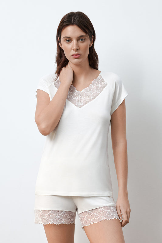 Womens bamboo T-shirt shorts set 02103