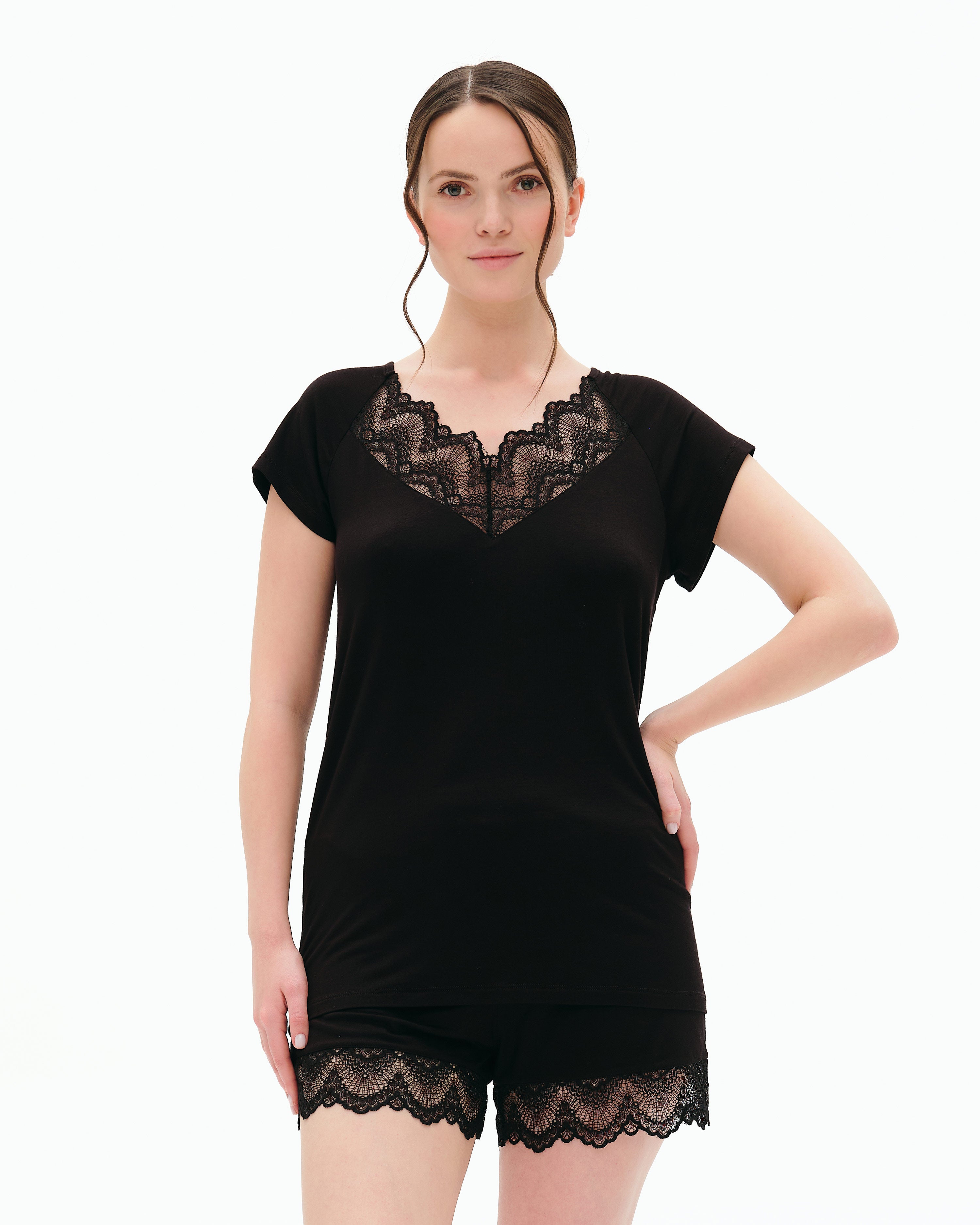 Bamboo t-shirt shorts Set 02103 black