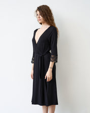 Bamboo 3/4 sleeve Robe 02105 black