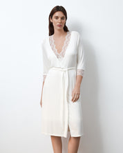 Bamboo 3/4 sleeve Robe 02105 Ivory