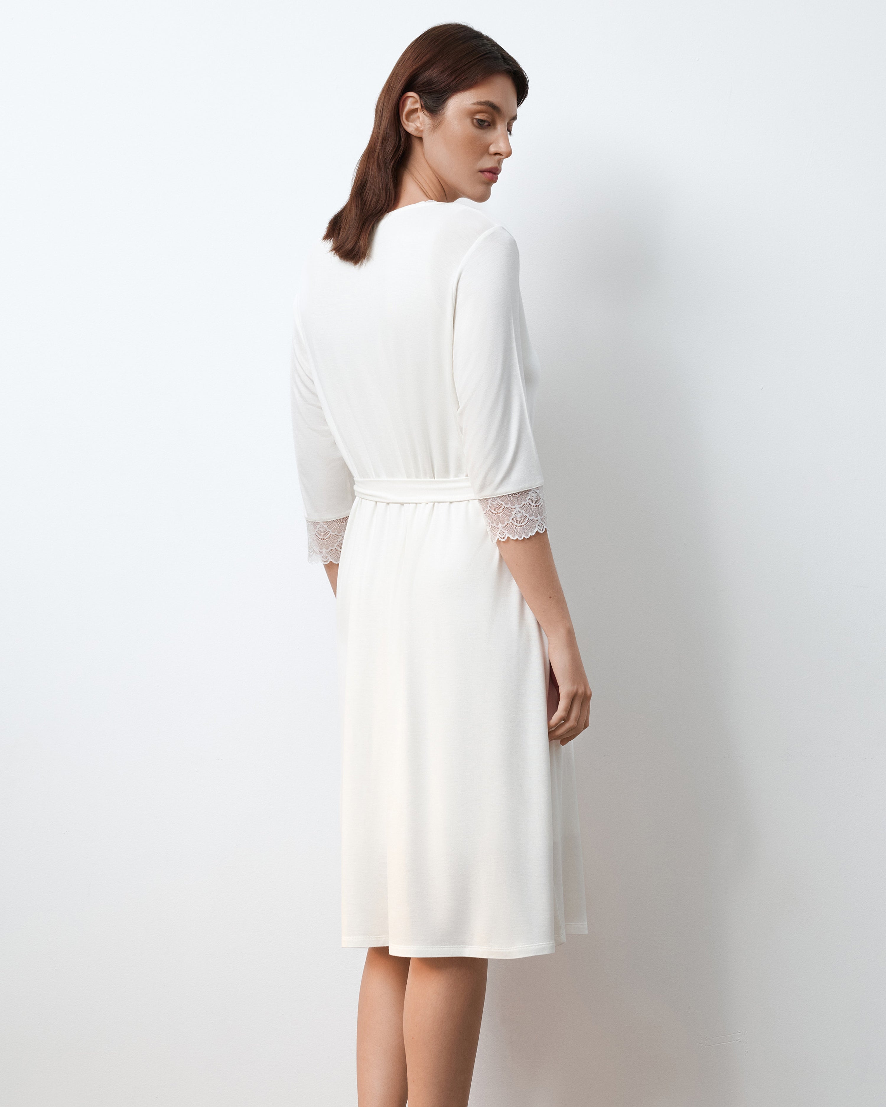 Bamboo 3/4 sleeve Robe 02105 Ivory