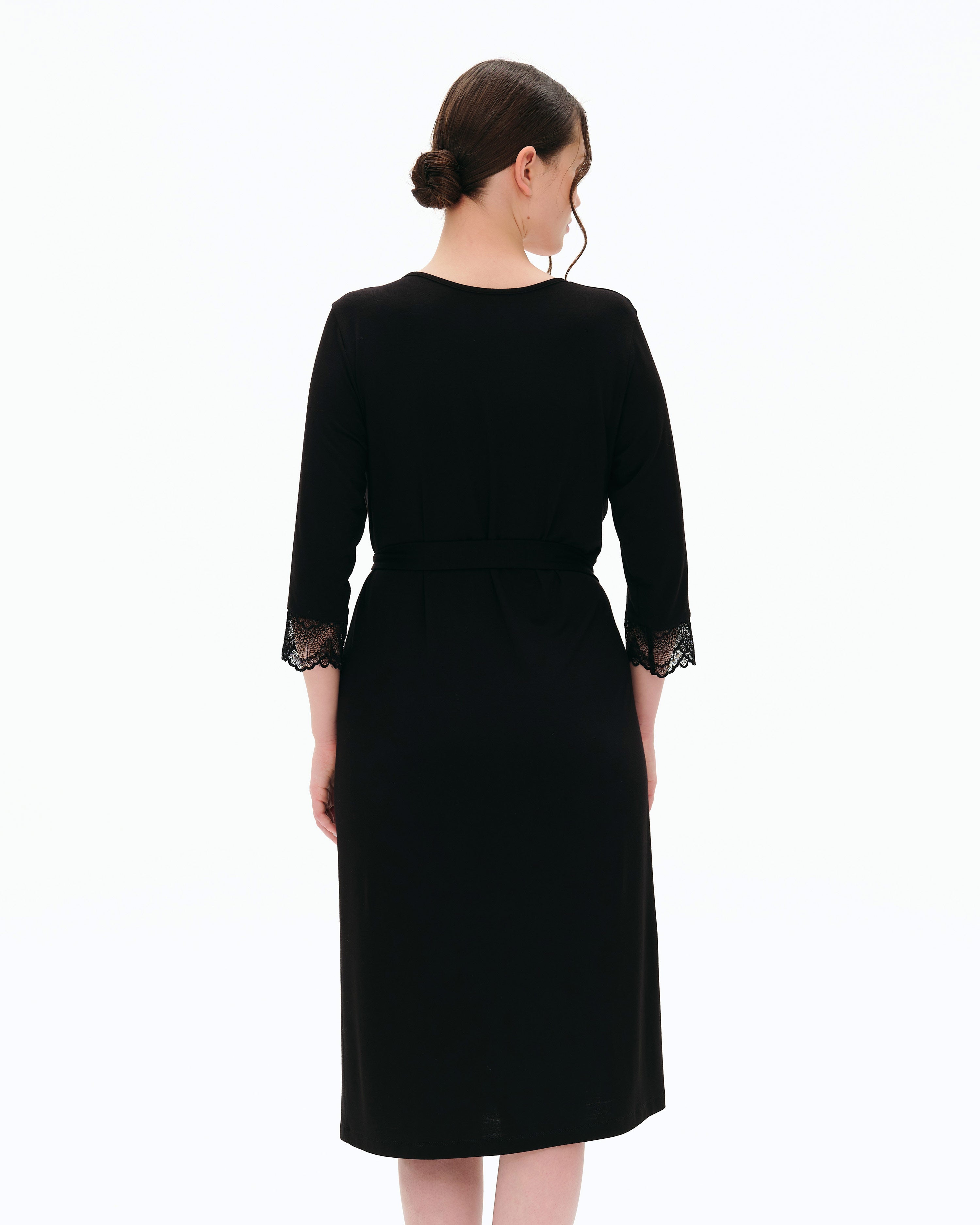 Bamboo 3/4 sleeve Robe 02105 black