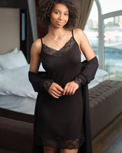 Bamboo 3/4 sleeve Robe 02105 black