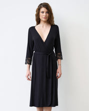 Bamboo 3/4 sleeve Robe 02105 black