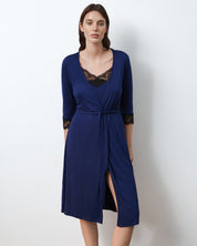 Bamboo 3/4 sleeve Robe 02105 navy