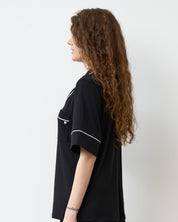Bamboo button-up short sleeve Shirt 02115/1 black