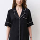 Womens bamboo Button-Up Short Sleeve Pajama Set with Shorts 02115