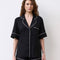 Bamboo button-up short sleeve Pajama set with shorts 02115 black