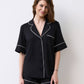 Womens bamboo Button-Up Short Sleeve Pajama Set with Shorts 02115