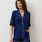 Bamboo button-up short sleeve Pajama set with shorts 02115 navy