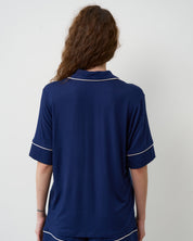 Bamboo button-up short sleeve Shirt 02115/1 navy