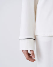 Bamboo button-up long sleeve Pajama set with pants 02116 ivory