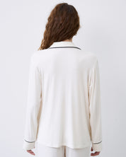 Bamboo button-up long sleeve Pajama set with pants 02116 ivory