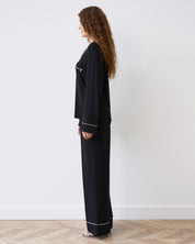 Bamboo button-up long sleeve Pajama set with pants 02116 black