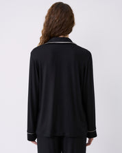 Bamboo button-up long sleeve Pajama set with pants 02116 black