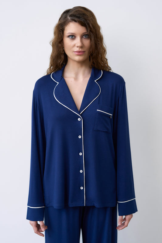 Womens bamboo Button-Up Long Sleeve Shirt 02116/1