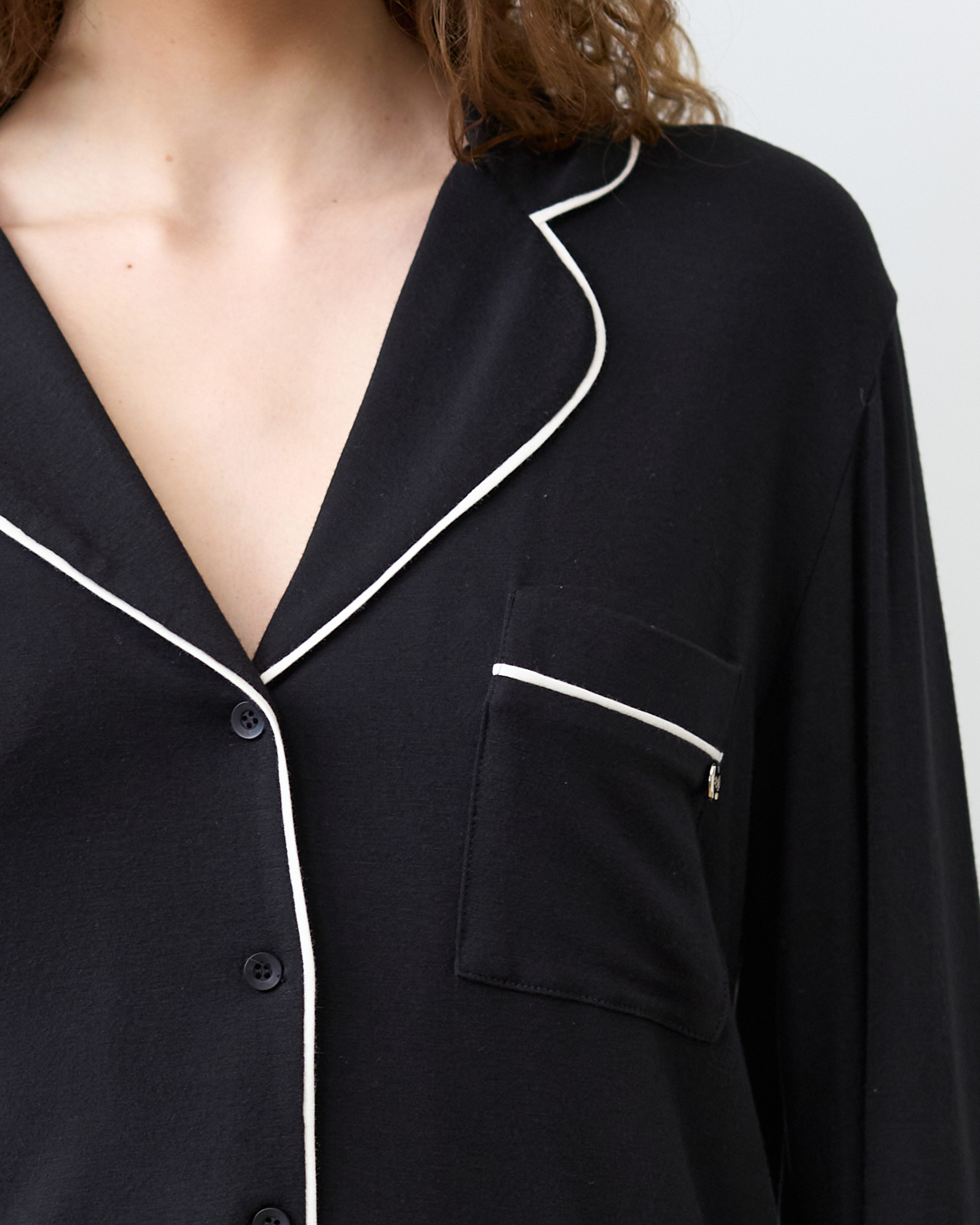 Bamboo button-up long sleeve Shirt 02116/1 black