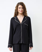 Bamboo button-up long sleeve Shirt 02116/1 black