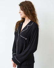 Bamboo button-up long sleeve Shirt 02116/1 black