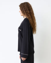 Bamboo button-up long sleeve Shirt 02116/1 black