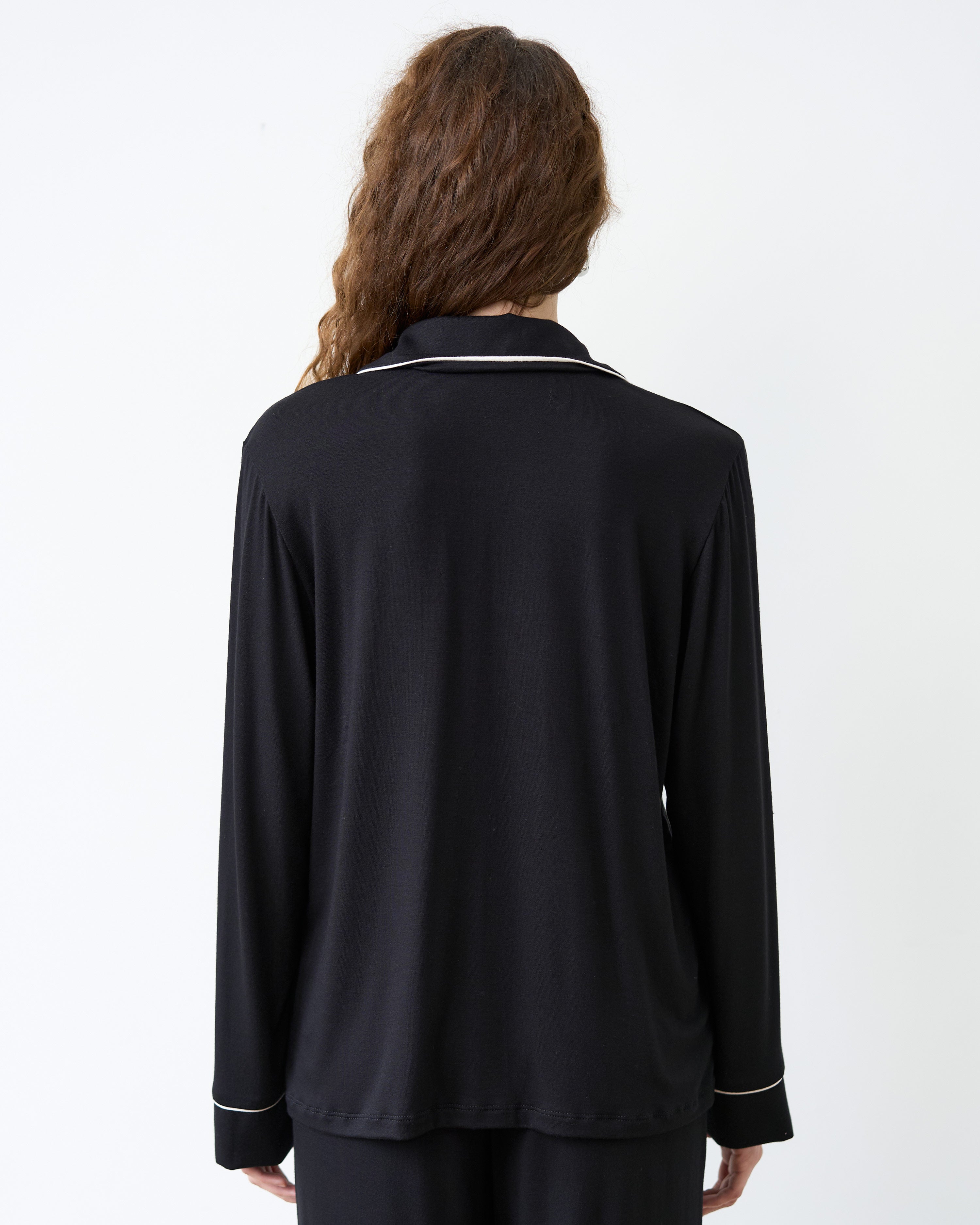 Bamboo button-up long sleeve Shirt 02116/1 black