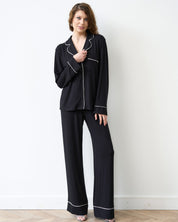 Bamboo button-up long sleeve Shirt 02116/1 black