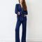 Bamboo button-up long sleeve Pajama set with pants 02116 navy