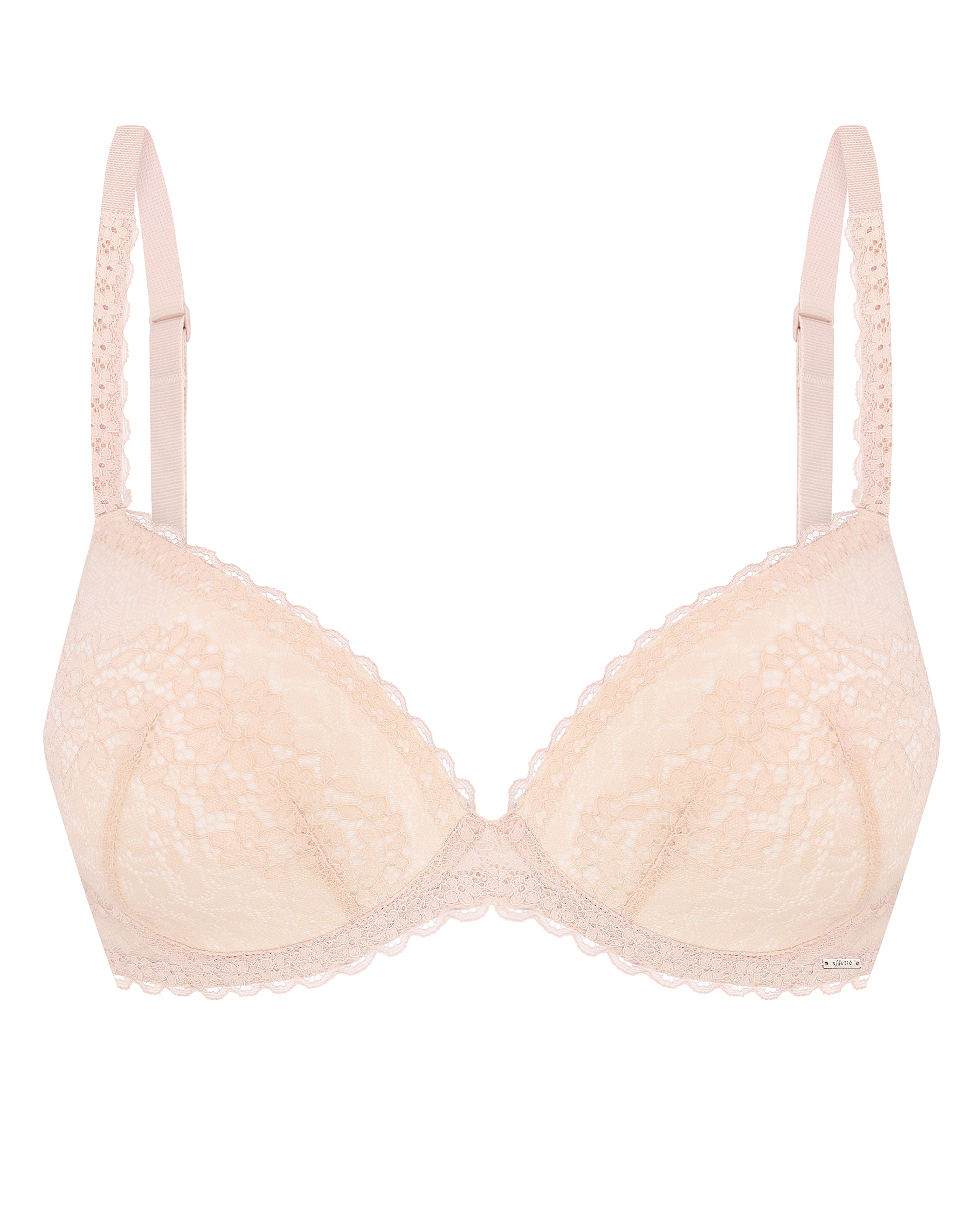 Plunge molded push-up Bra 023 001 ivory + silver peony