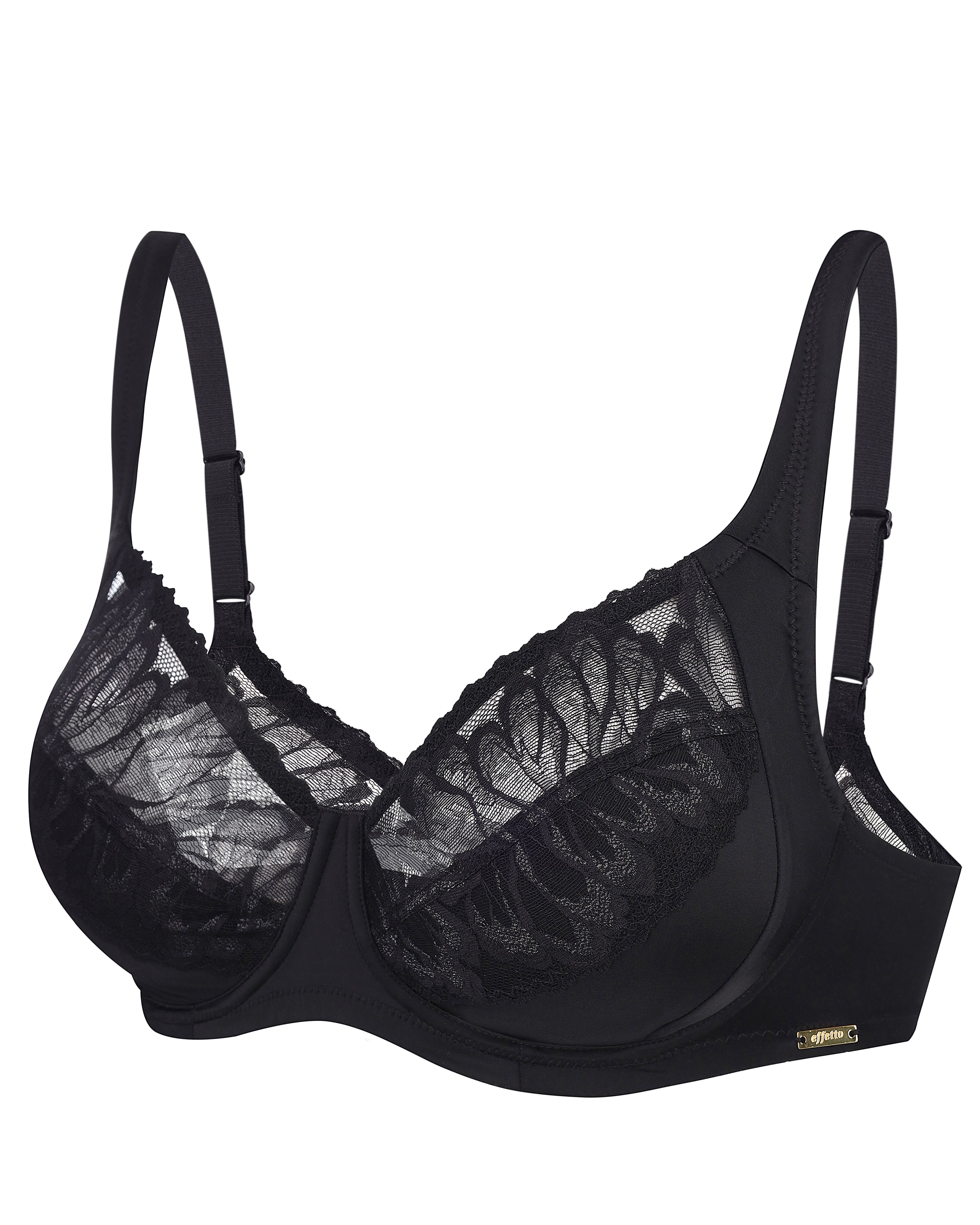 Full coverage half-padded side support Bra 024 012 black