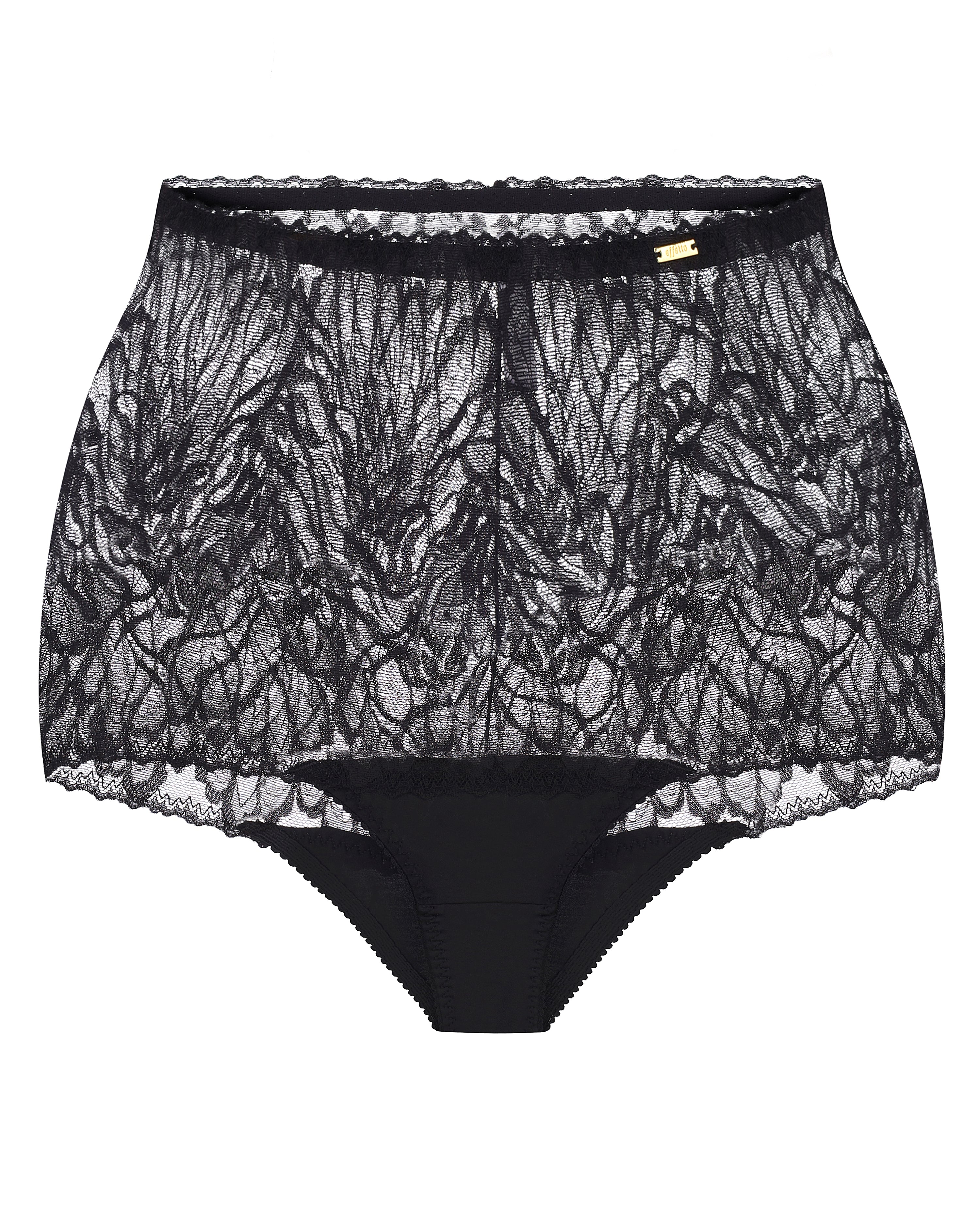 High-waisted light shape lace Briefs 024 028 black