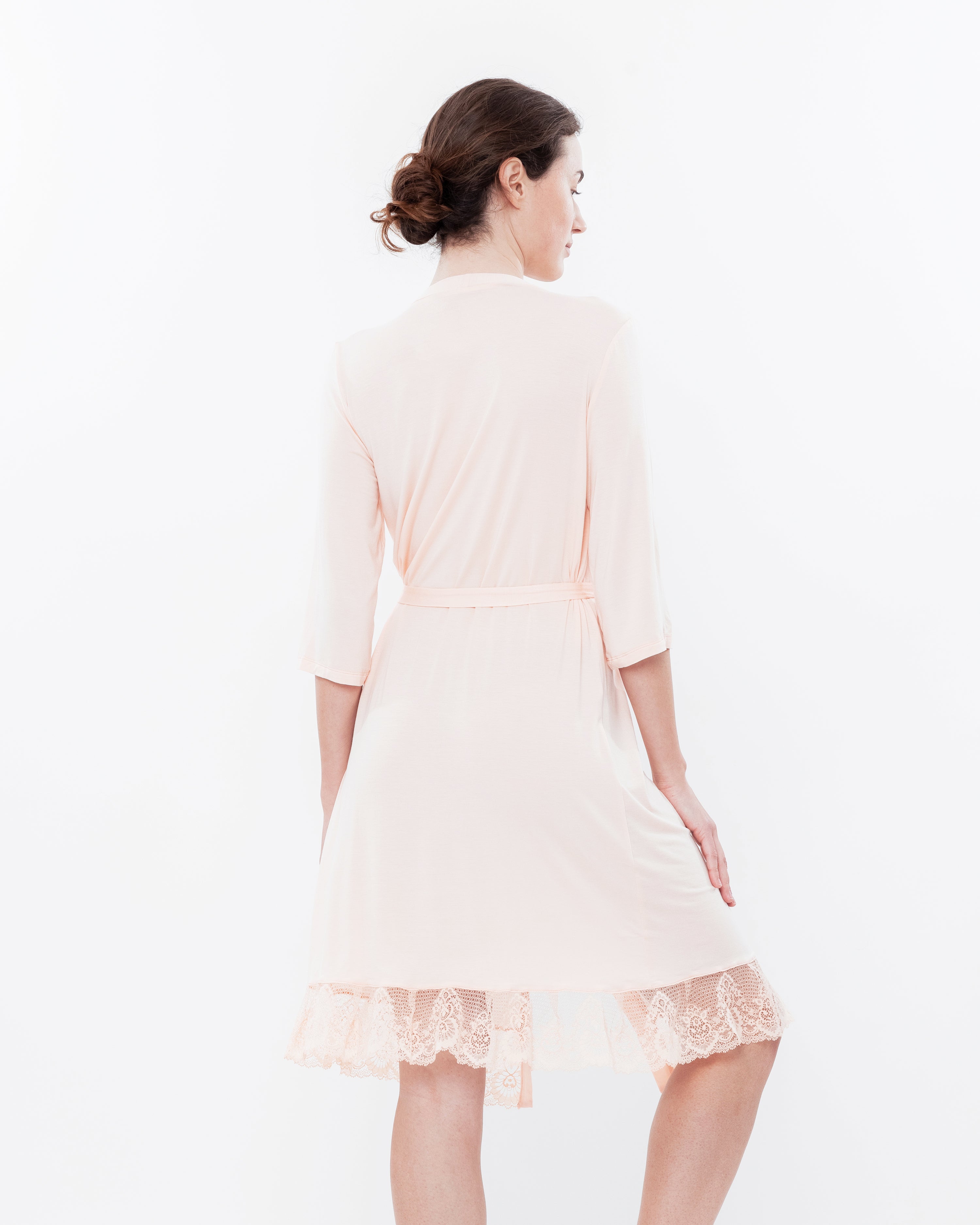 Bamboo 3/4 sleeve Robe 0252 light peach