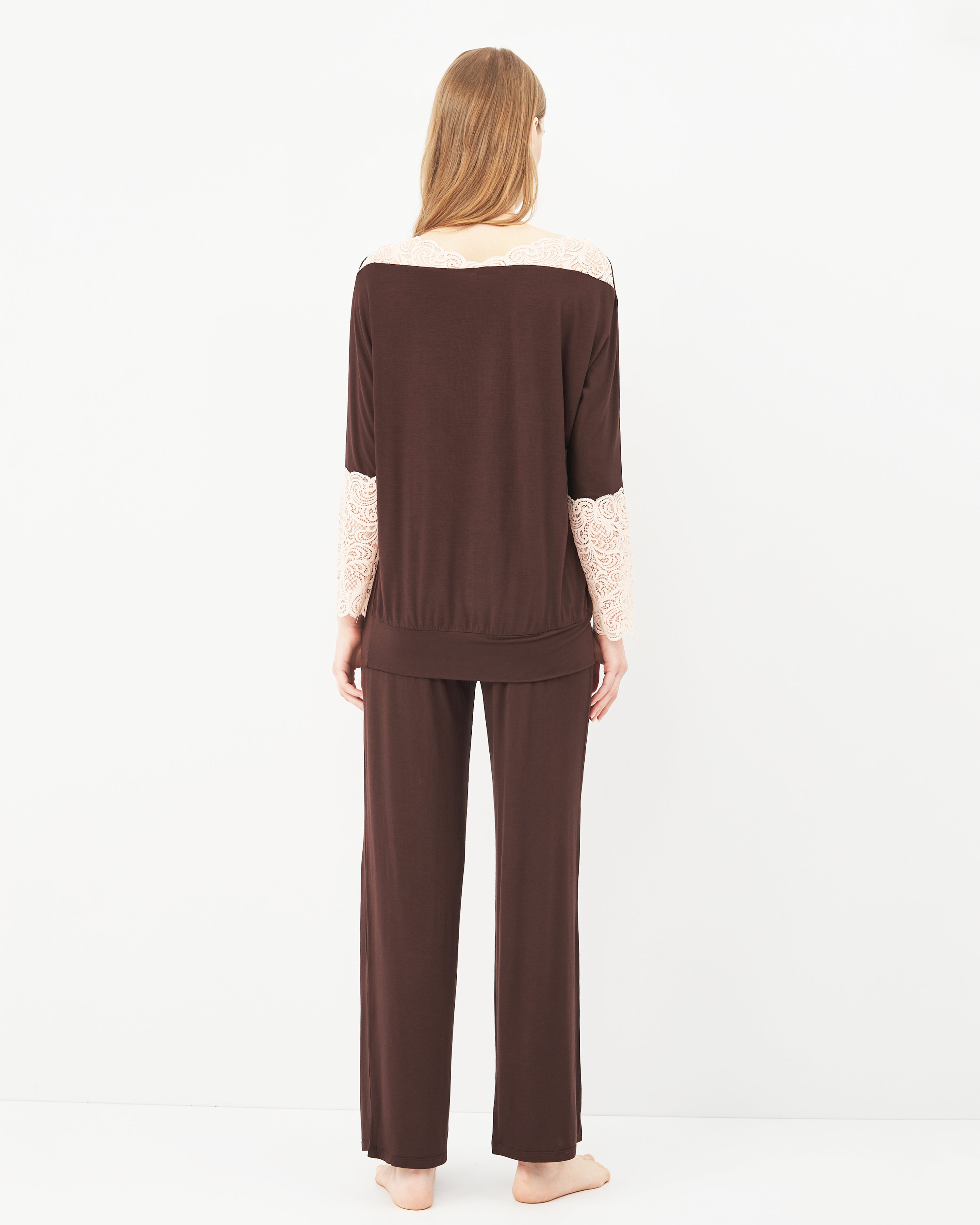 Bamboo long sleeve Pajama set 0277 alpine chocolate