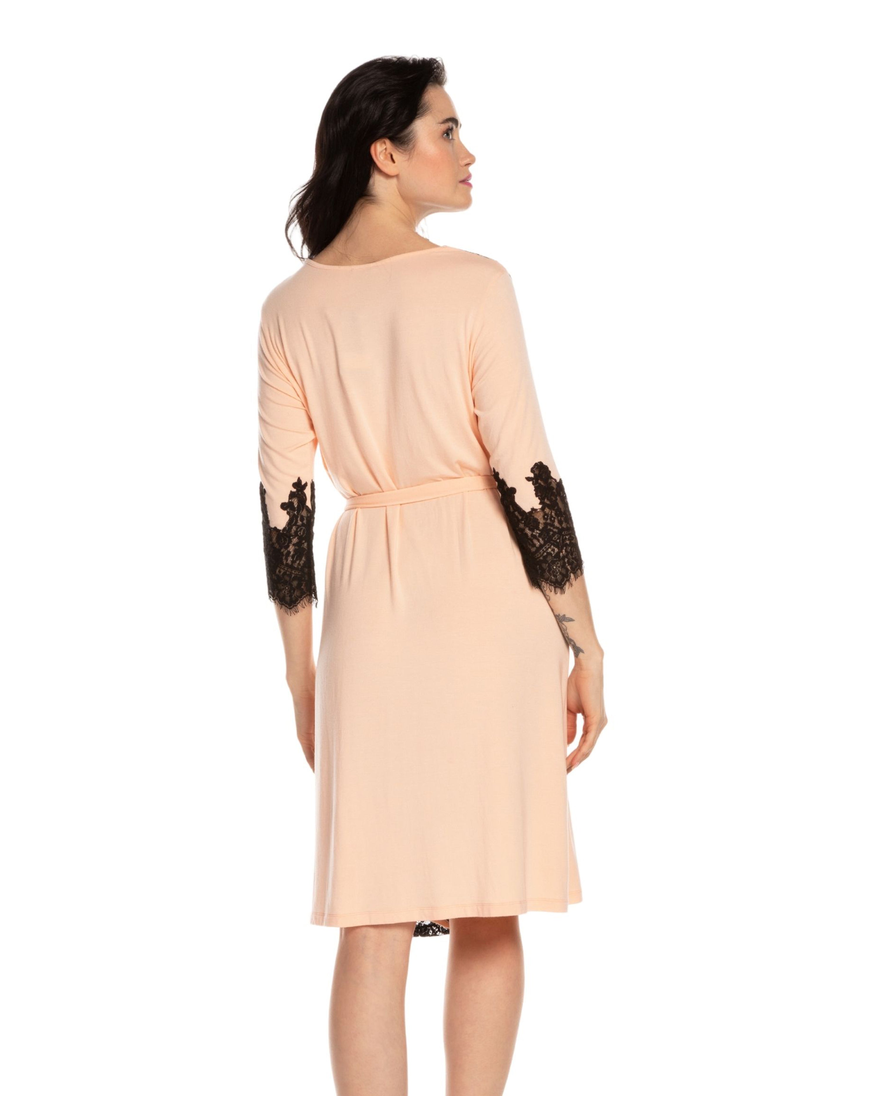 Bamboo 3/4 sleeve Robe 03104 peach