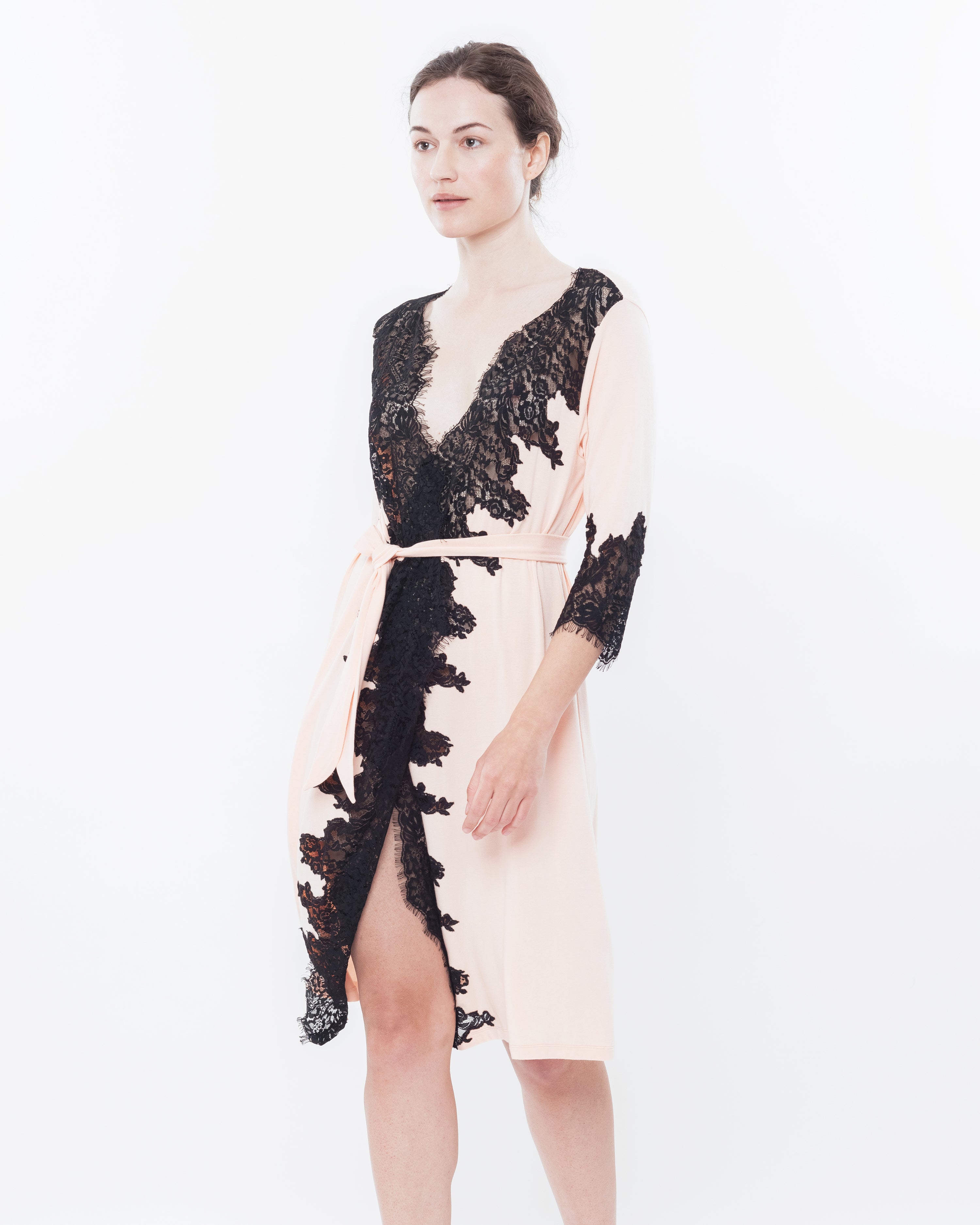 Bamboo 3/4 sleeve Robe 03104 peach