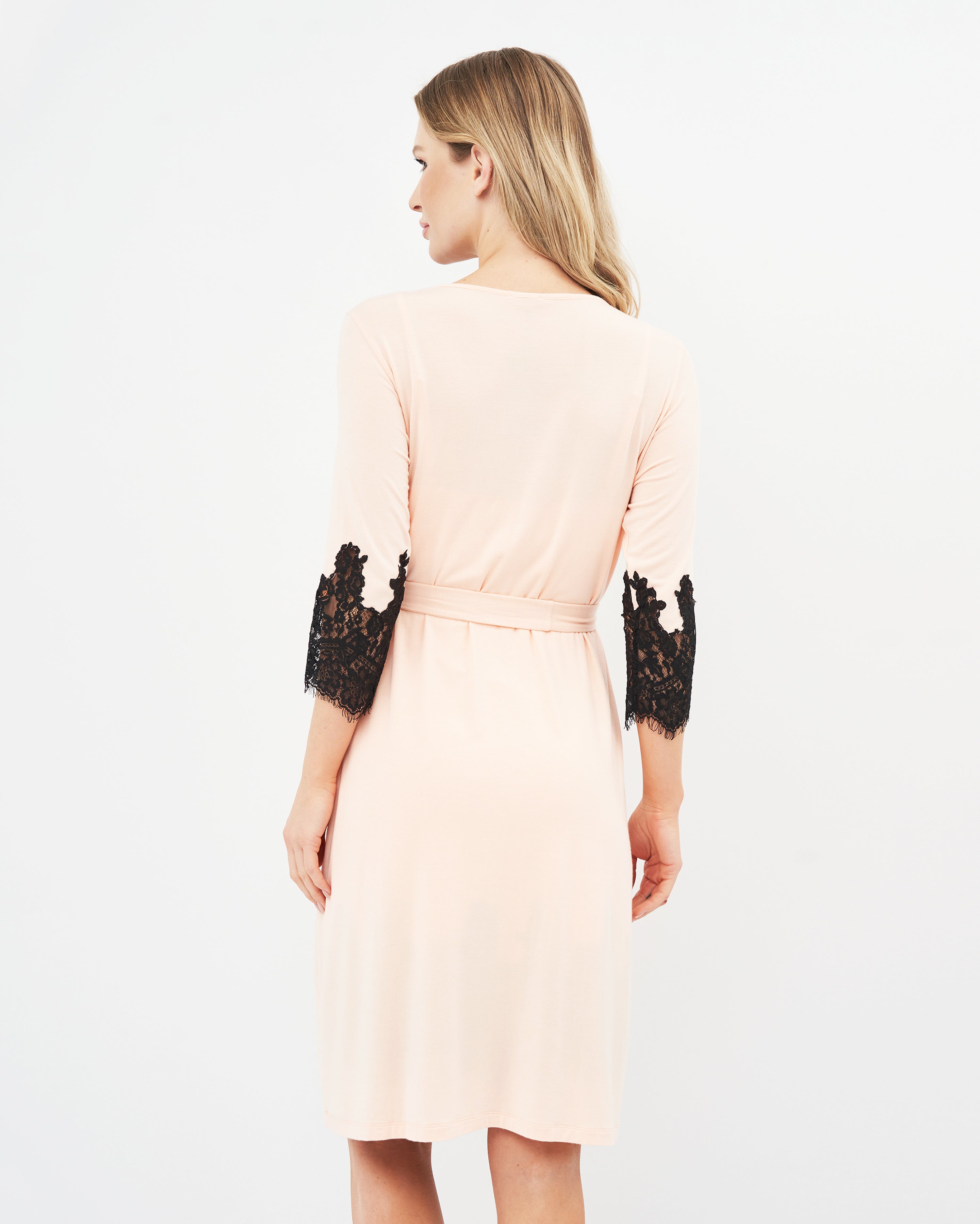 Bamboo 3/4 sleeve Robe 03104 peach