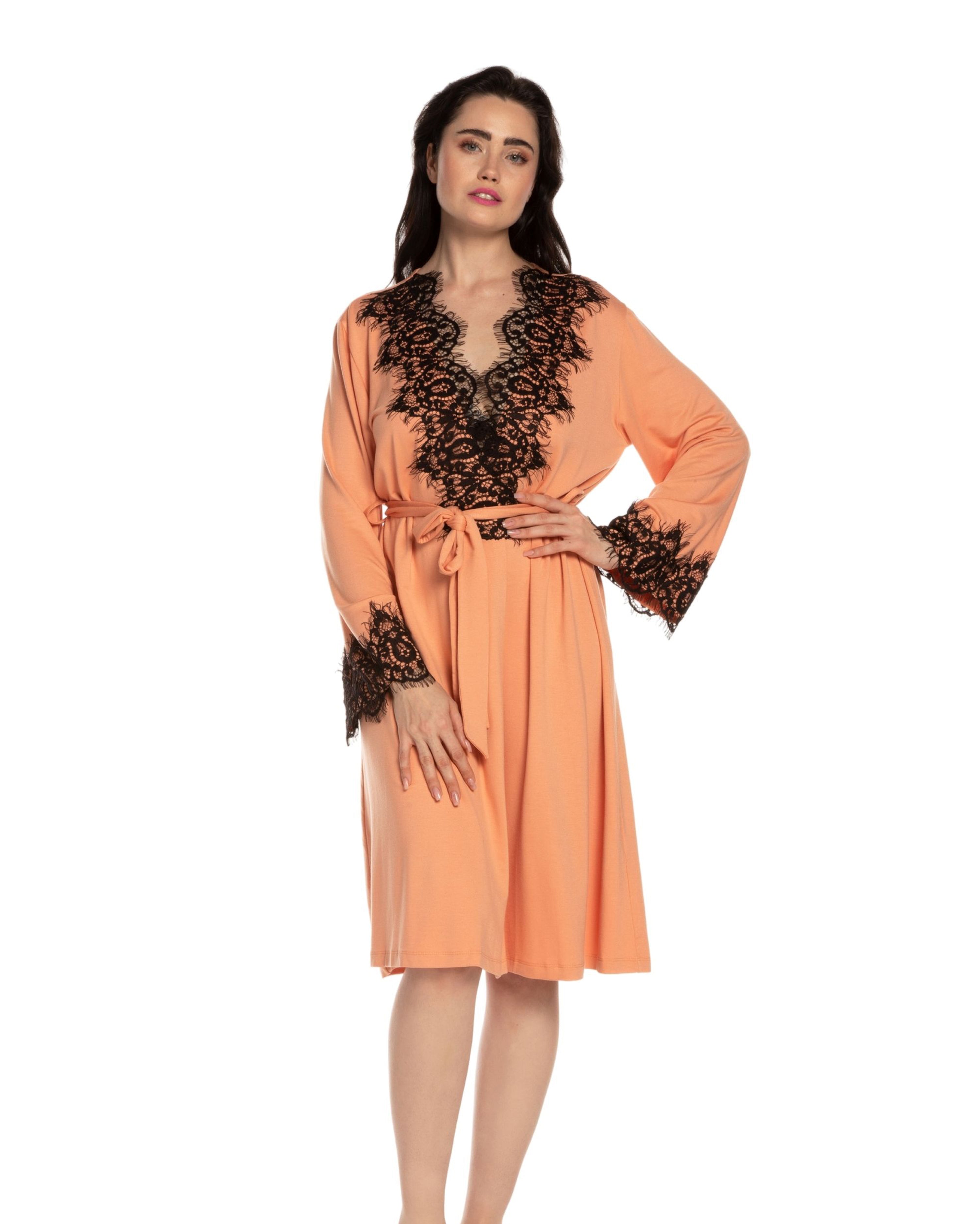 French terry long sleeve Robe 03132 coral