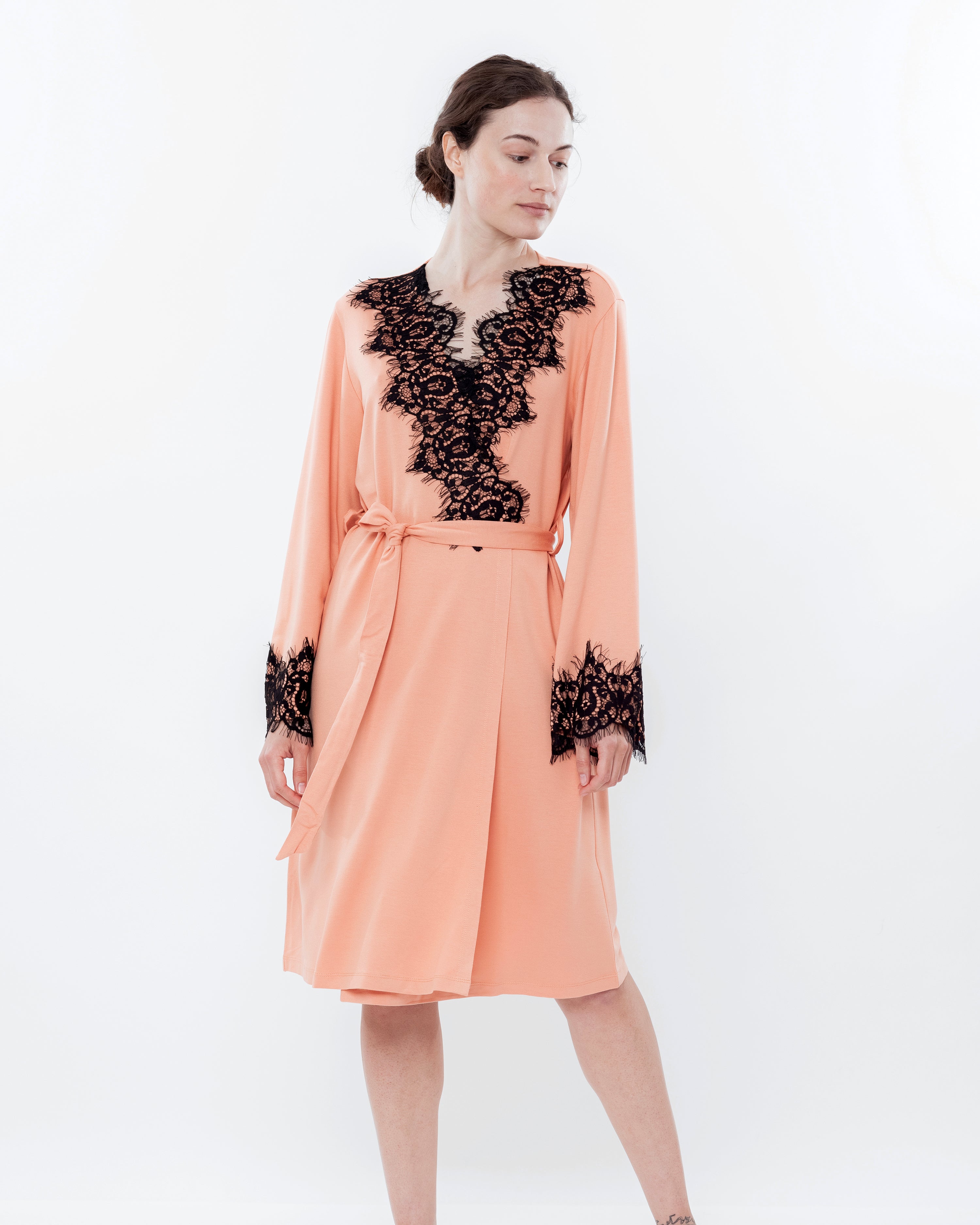 French terry long sleeve Robe 03132 coral