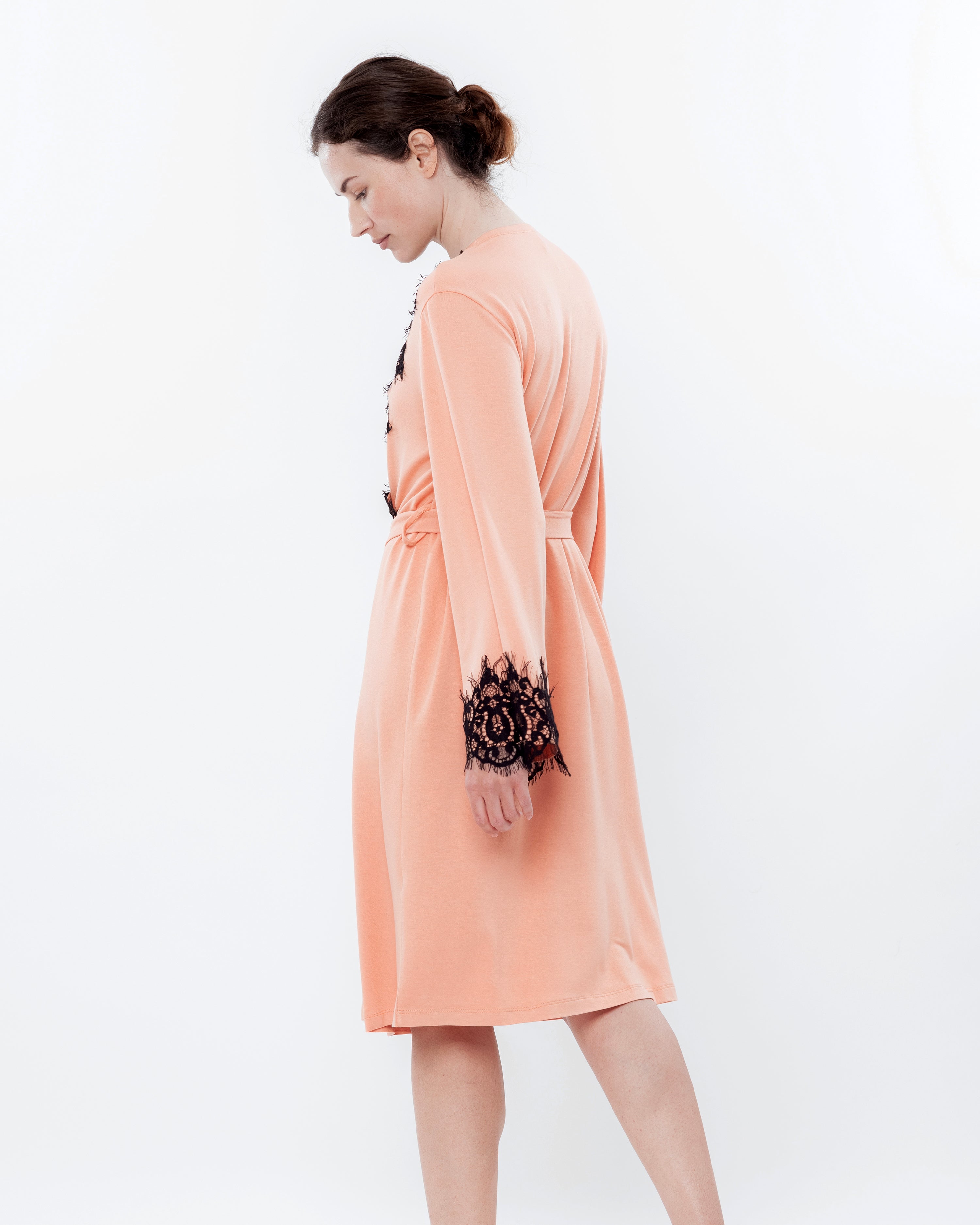 French terry long sleeve Robe 03132 coral