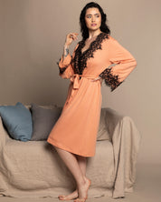 French terry long sleeve Robe 03132 coral