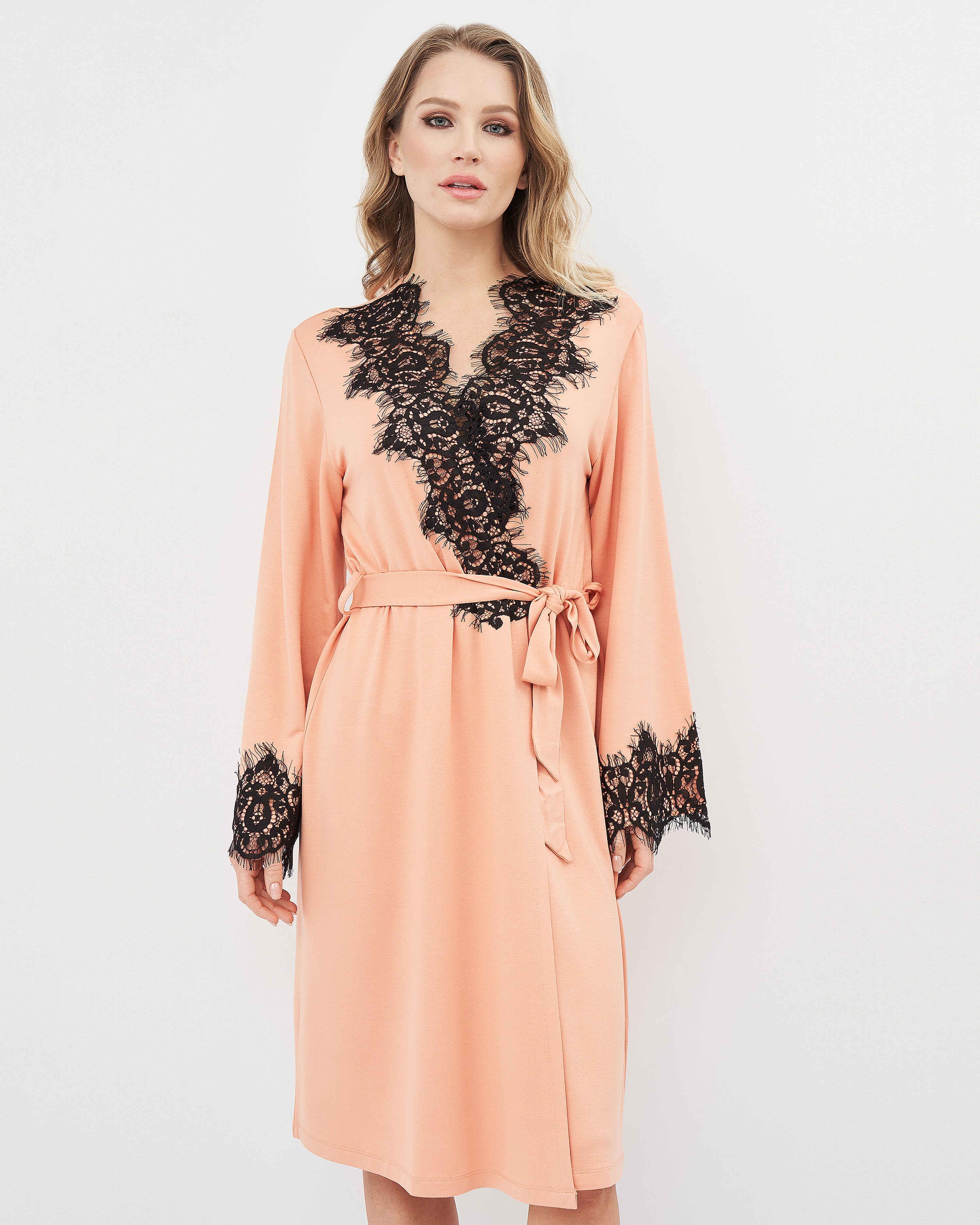 French terry long sleeve Robe 03132 coral