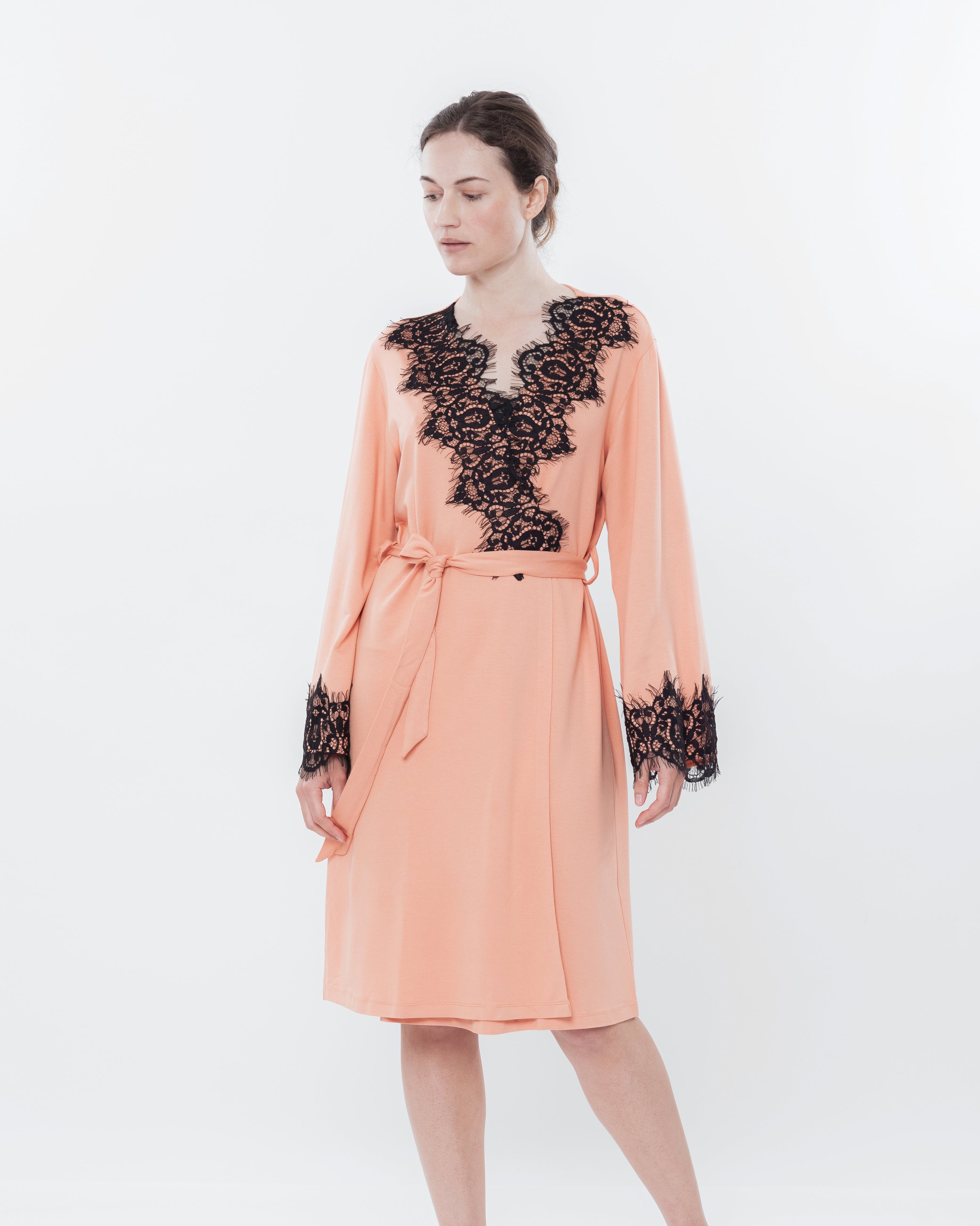 French terry long sleeve Robe 03132 coral