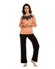 French terry home Set 03134 coral/black