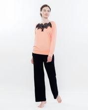 French terry home Set 03134 coral/black