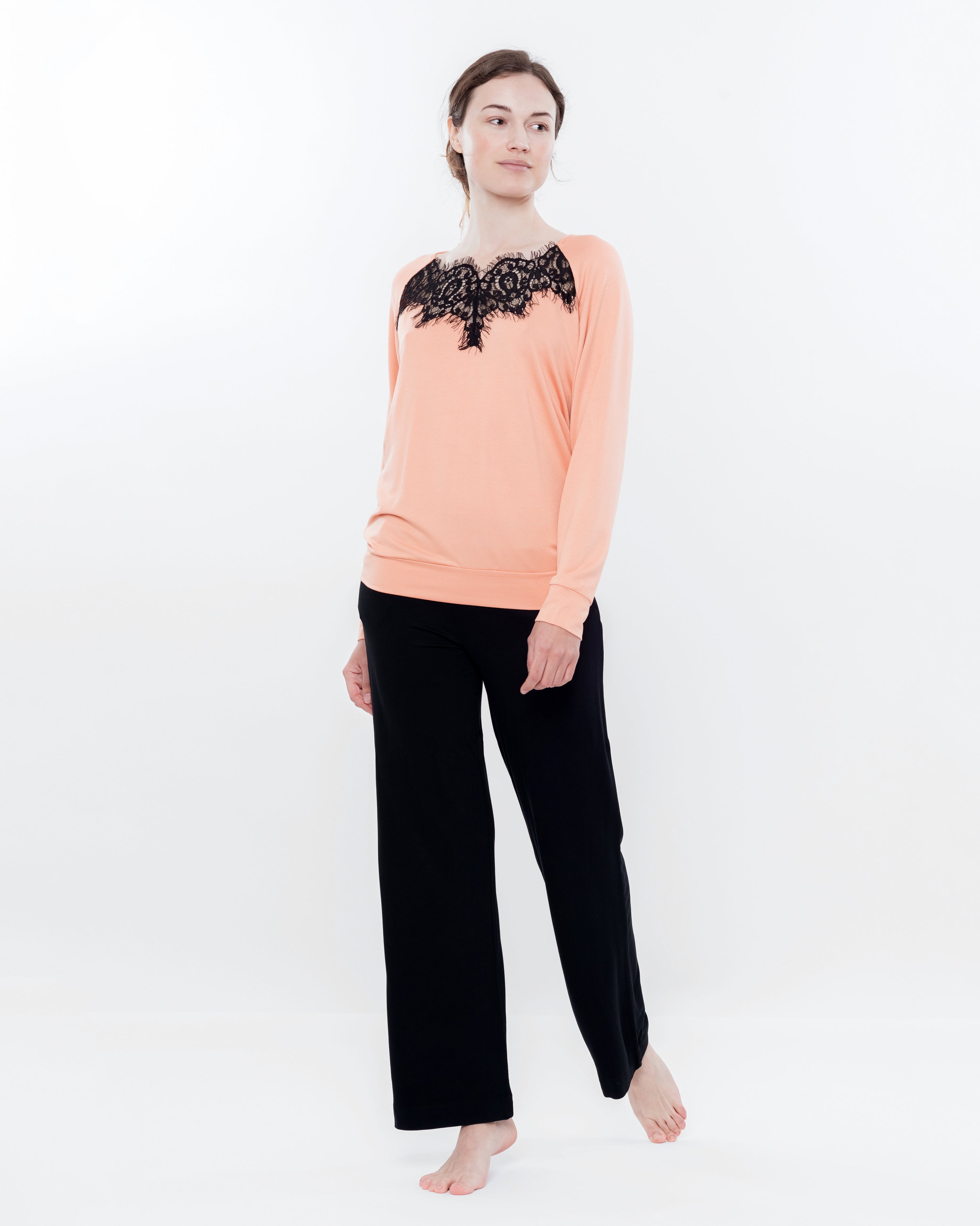 French terry home Set 03134 coral/black