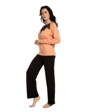 French terry home Set 03134 coral/black