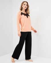 French terry home Set 03134 coral/black