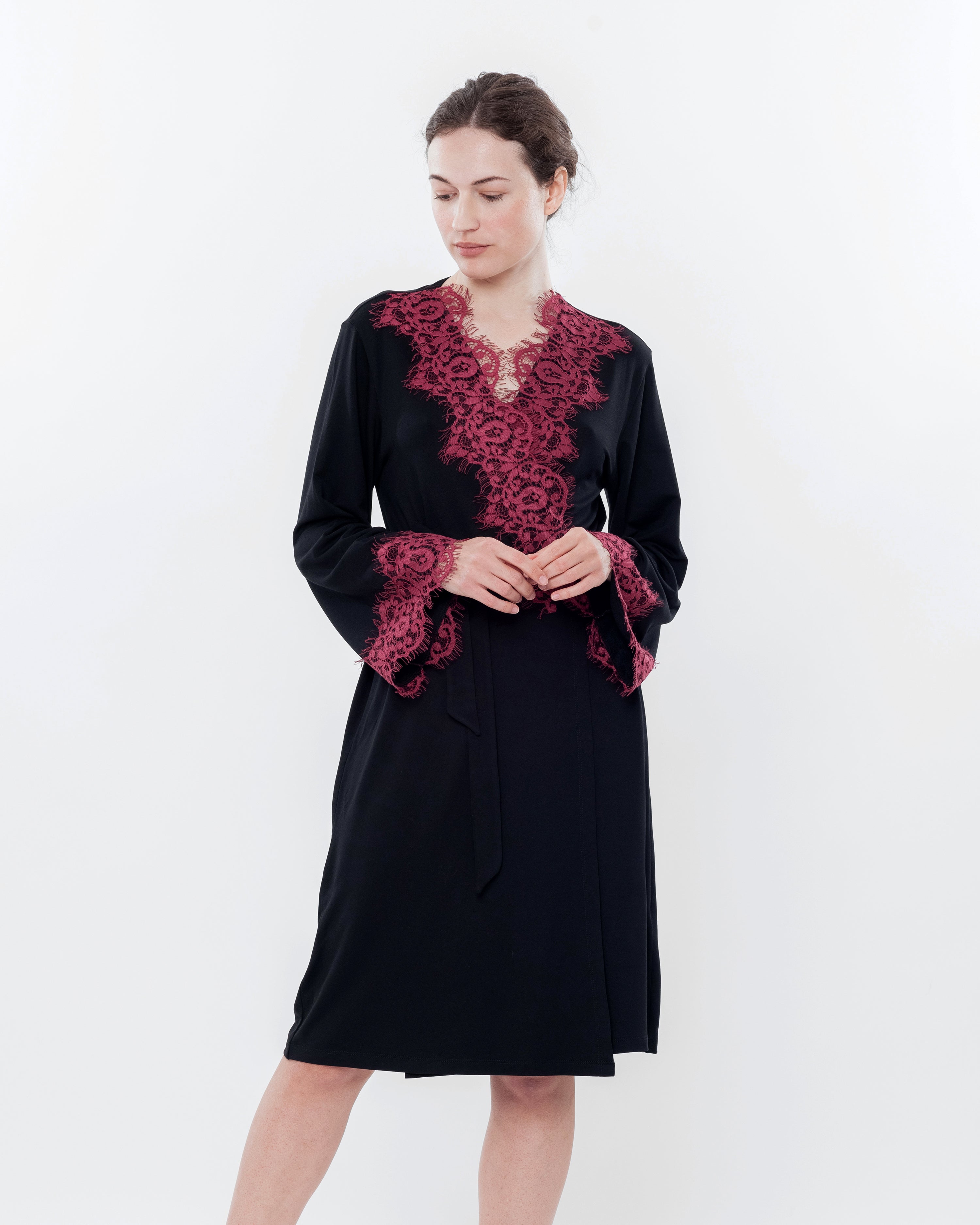 French terry long sleeve Robe 03136 black