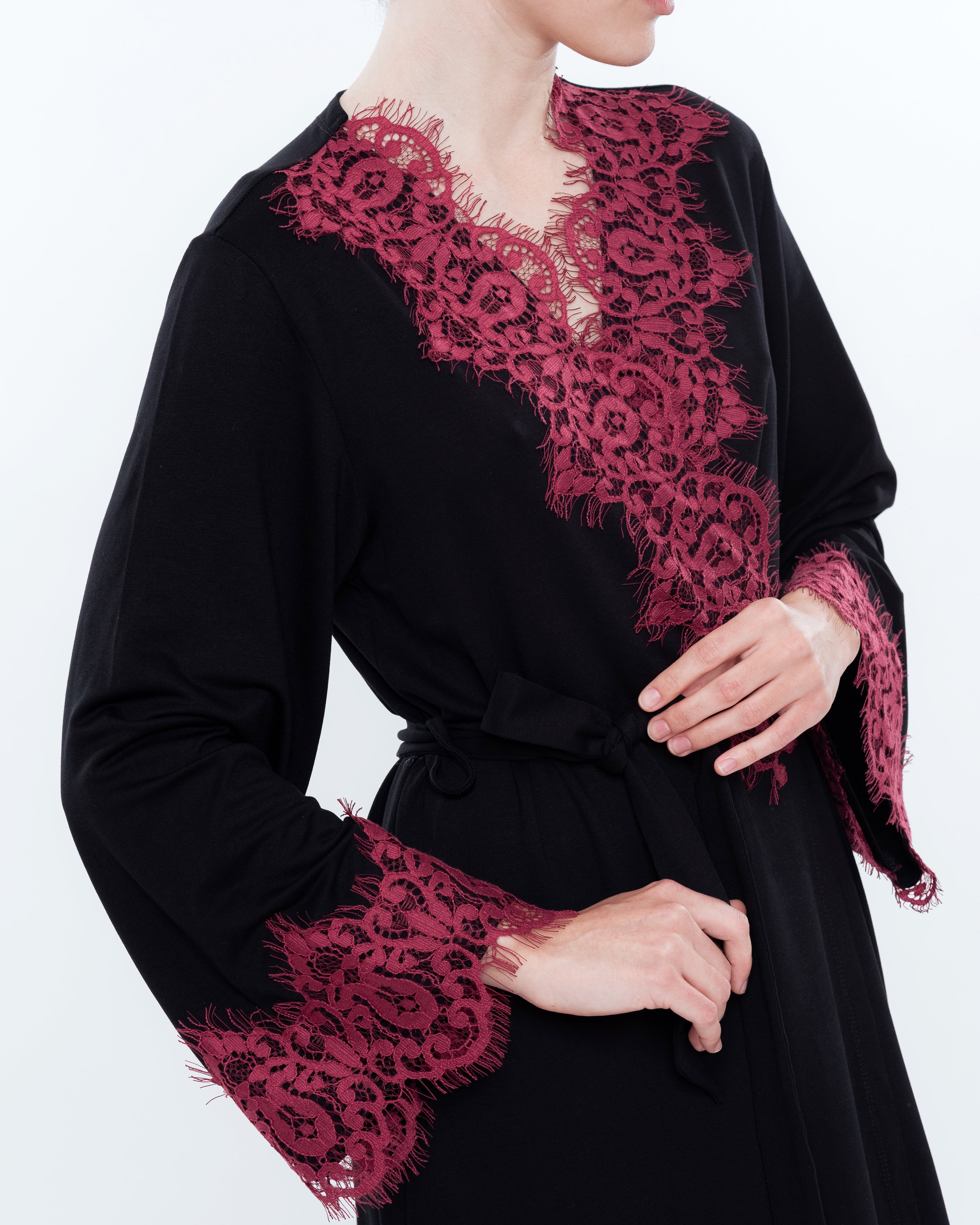 French terry long sleeve Robe 03136 black