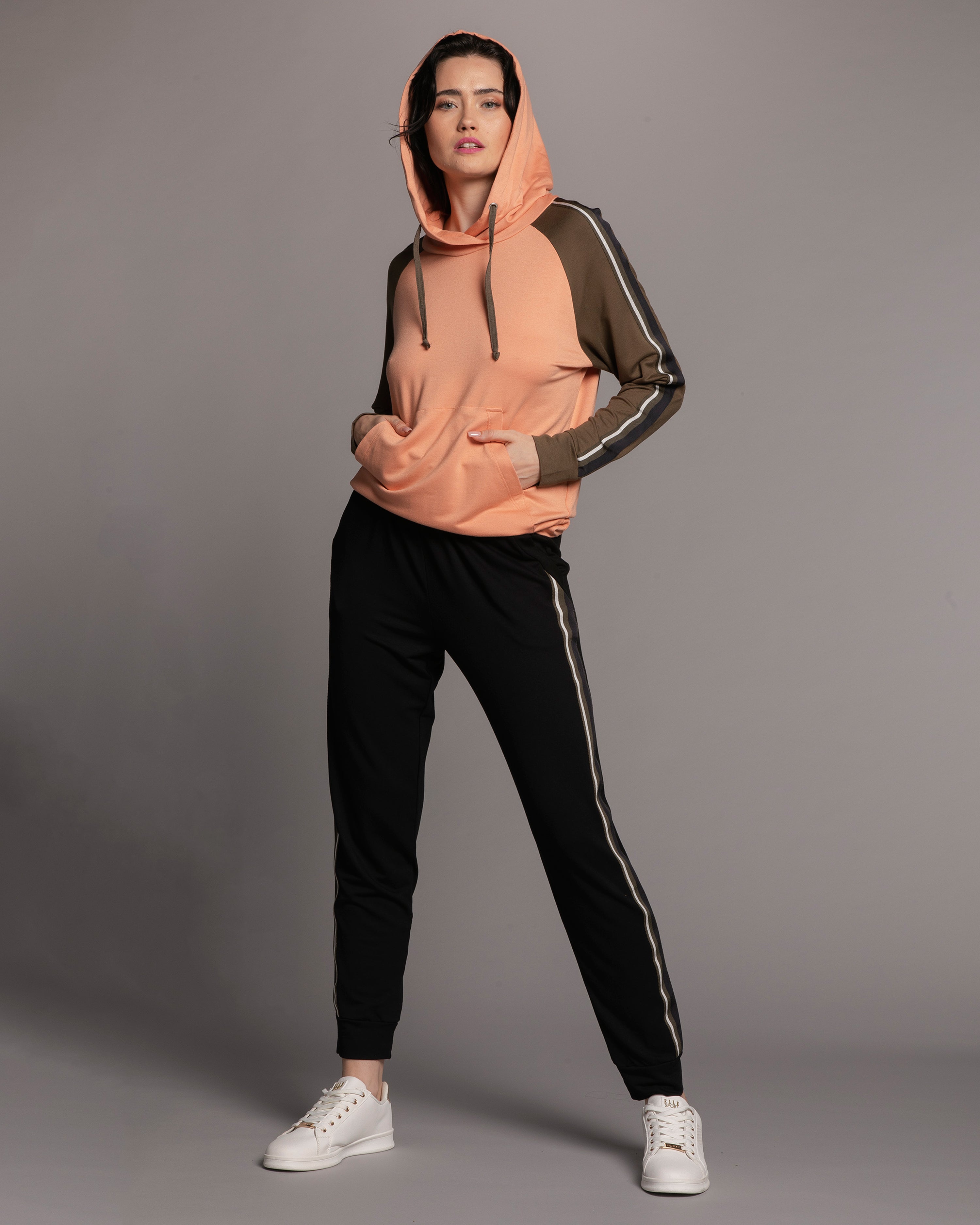 French terry home Set 03138 coral/black